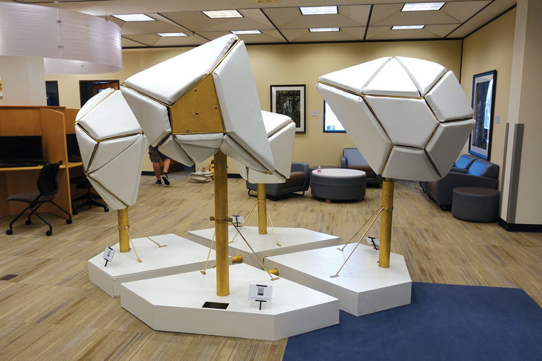 Sculpture on display in library.