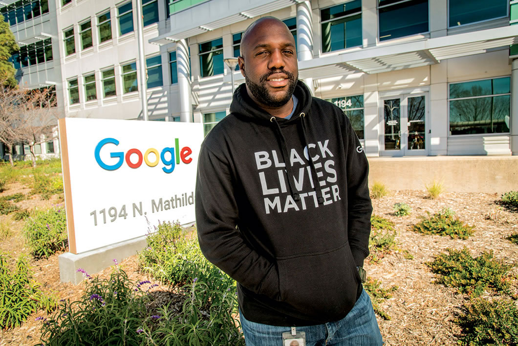 Sheldon Logan outside Google building.