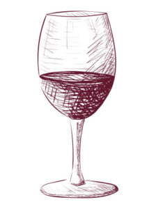 Illustration of a glass of red wine.