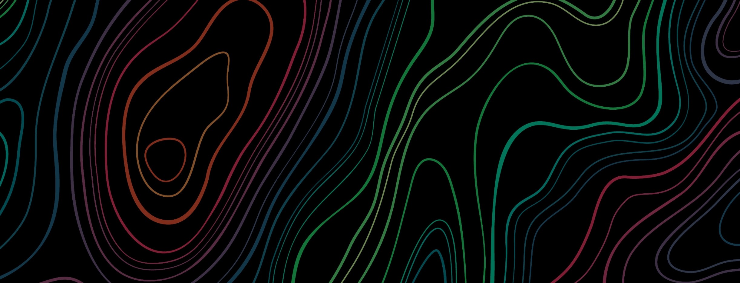 Abstract patterns of heat movement, similar to contour lines, on a black background