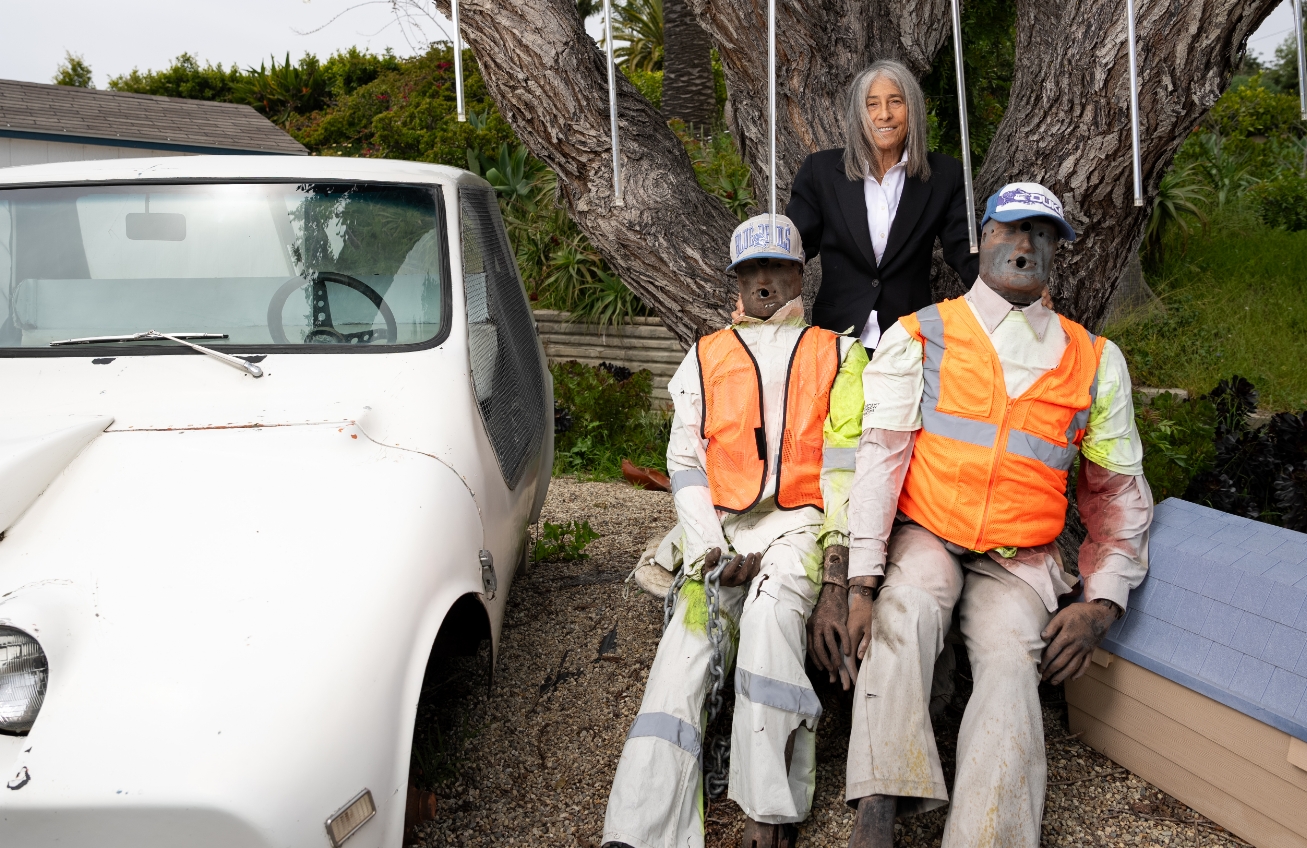 Jacquline Paver with crash test dummies and test car